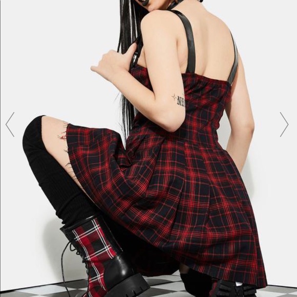 BORN TO BURN PLAID MINI DRESS - current mood - dolls kill - Picture 6 of 8